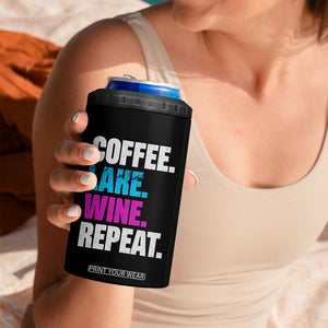 Funny Lake Life 4 in 1 Can Cooler Tumbler Coffee Lake Wine Repeat TS10 Print Your Wear