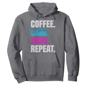 Funny Lake Life Hoodie Coffee Lake Wine Repeat TS10 Charcoal Print Your Wear