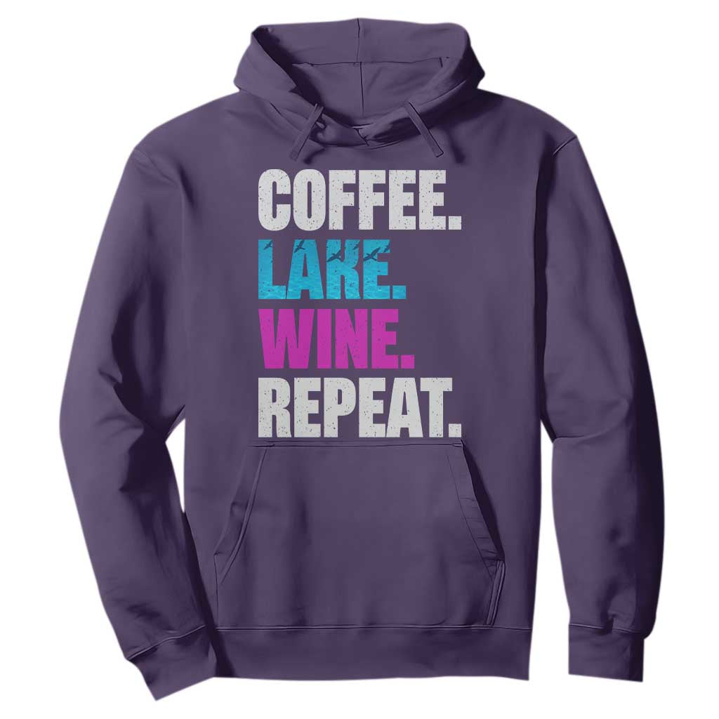 Funny Lake Life Hoodie Coffee Lake Wine Repeat TS10 Purple Print Your Wear