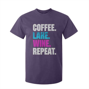 Funny Lake Life T Shirt For Kid Coffee Lake Wine Repeat TS10 Purple Print Your Wear