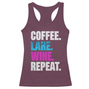 Funny Lake Life Racerback Tank Top Coffee Lake Wine Repeat TS10 Maroon Print Your Wear