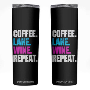 Funny Lake Life Skinny Tumbler Coffee Lake Wine Repeat TS10 Black Print Your Wear