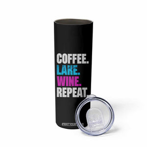 Funny Lake Life Skinny Tumbler Coffee Lake Wine Repeat TS10 Print Your Wear