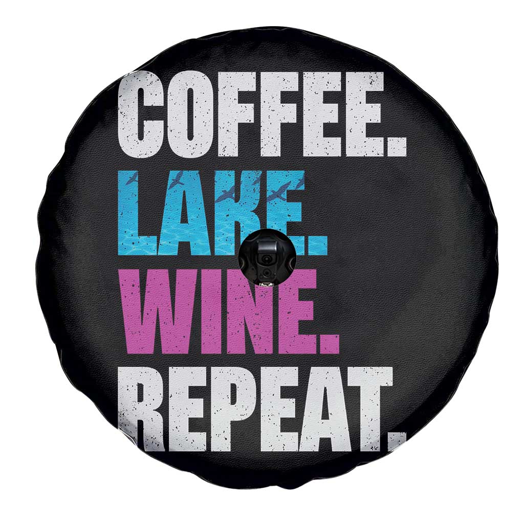 Funny Lake Life Spare Tire Cover Coffee Lake Wine Repeat TS10 Print Your Wear