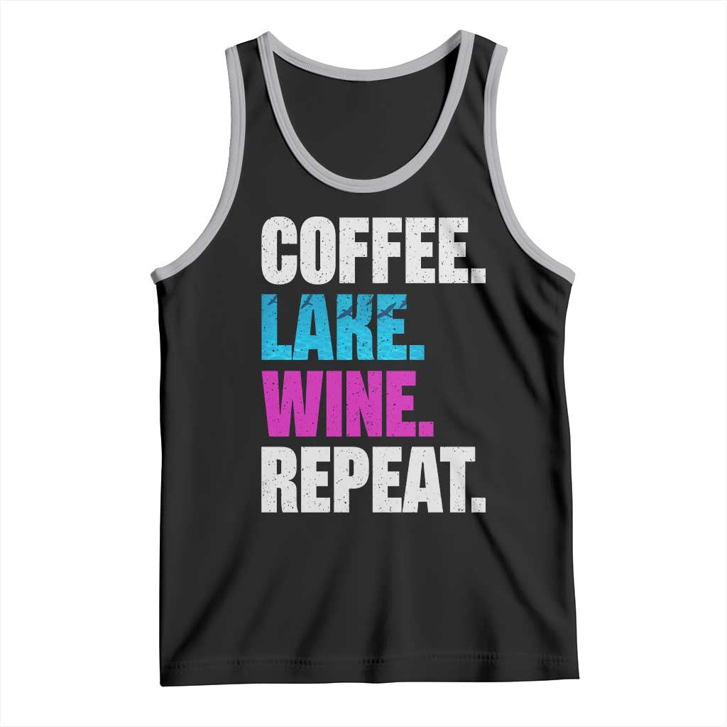 Funny Lake Life Tank Top Coffee Lake Wine Repeat TS10 Black Athletic Heather Print Your Wear