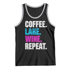 Funny Lake Life Tank Top Coffee Lake Wine Repeat TS10 Black Athletic Heather Print Your Wear
