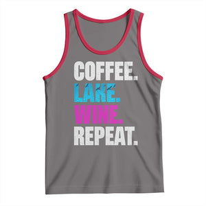 Funny Lake Life Tank Top Coffee Lake Wine Repeat TS10 Deep Heather Red Print Your Wear