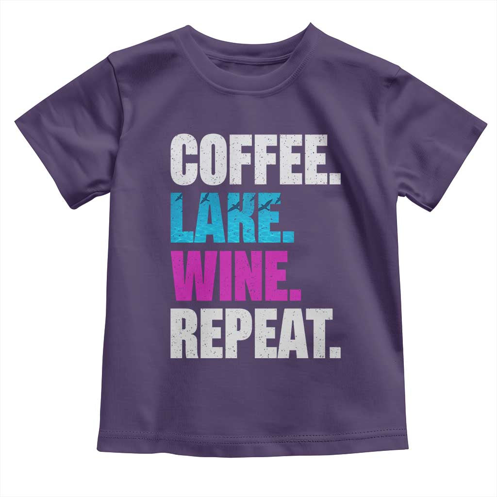 Funny Lake Life Toddler T Shirt Coffee Lake Wine Repeat TS10 Purple Print Your Wear