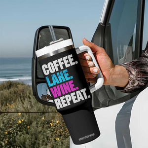 Funny Lake Life Tumbler With Handle Coffee Lake Wine Repeat TS10 Print Your Wear