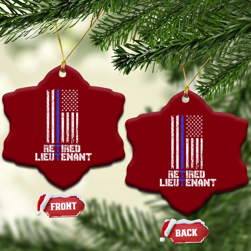Retired Police Lieutenant Ceramic Ornament Retirement Thin Blue Line American Flags TS10 Print Your Wear