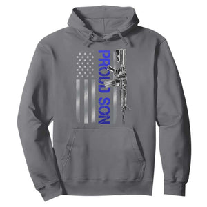 Proud Son of a Police Dad Hoodie Gun American Flag Family Support