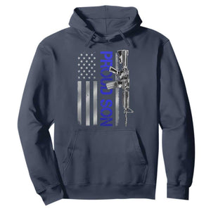 Proud Son of a Police Dad Hoodie Gun American Flag Family Support