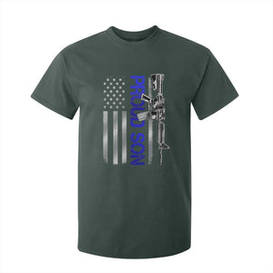 Proud Son of a Police Dad T Shirt For Kid Gun American Flag Family Support