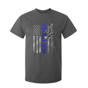 Proud Son of a Police Dad T Shirt For Kid Gun American Flag Family Support