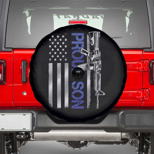 Proud Son of a Police Dad Spare Tire Cover Gun American Flag Family Support