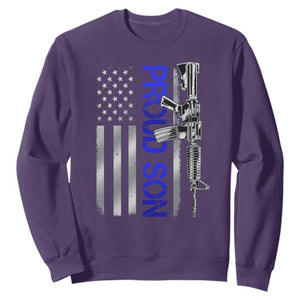 Proud Son of a Police Dad Sweatshirt Gun American Flag Family Support