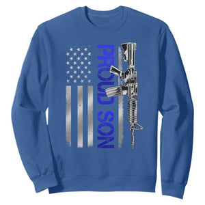 Proud Son of a Police Dad Sweatshirt Gun American Flag Family Support