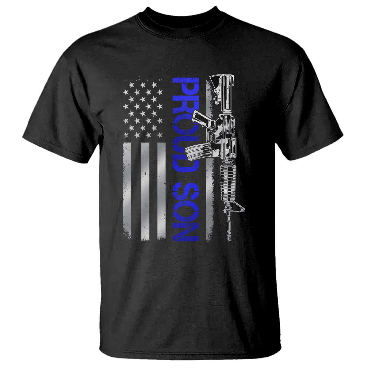 Proud Son of a Police Dad T Shirt Gun American Flag Family Support TS10 Black Print Your Wear