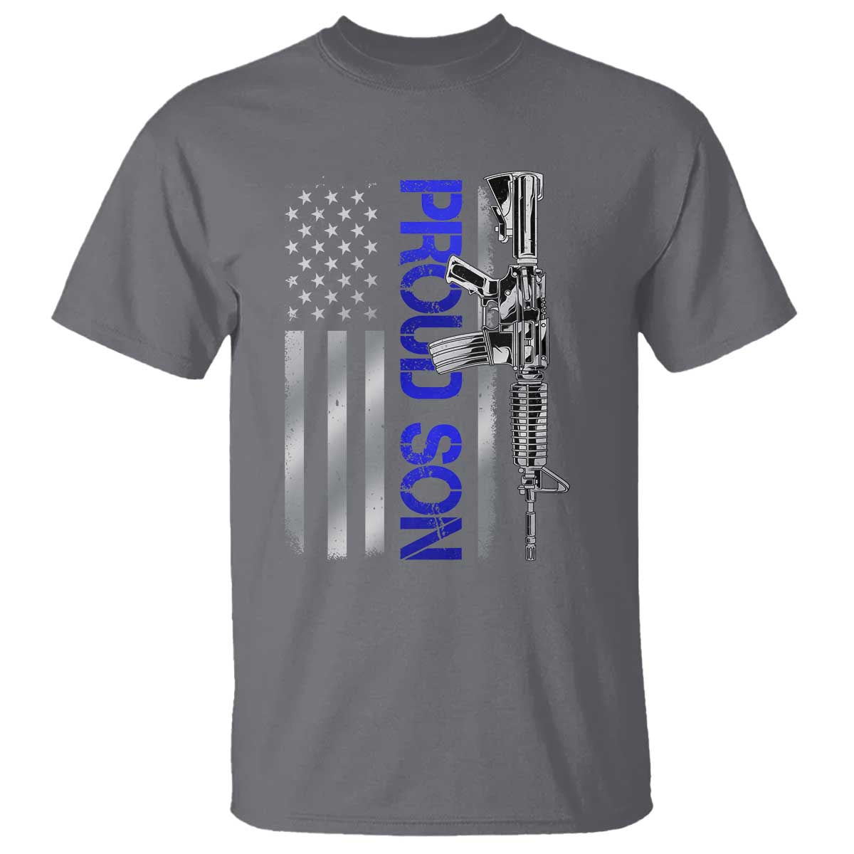 Proud Son of a Police Dad T Shirt Gun American Flag Family Support