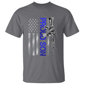 Proud Son of a Police Dad T Shirt Gun American Flag Family Support