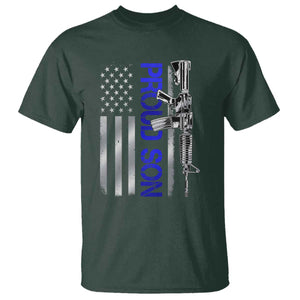 Proud Son of a Police Dad T Shirt Gun American Flag Family Support