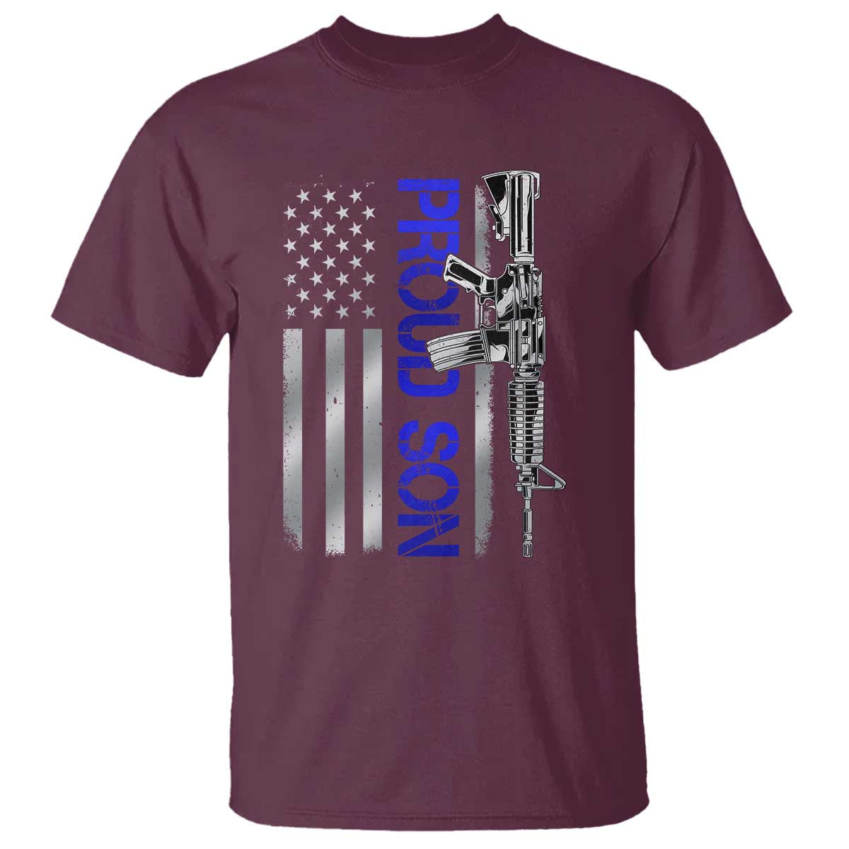 Proud Son of a Police Dad T Shirt Gun American Flag Family Support