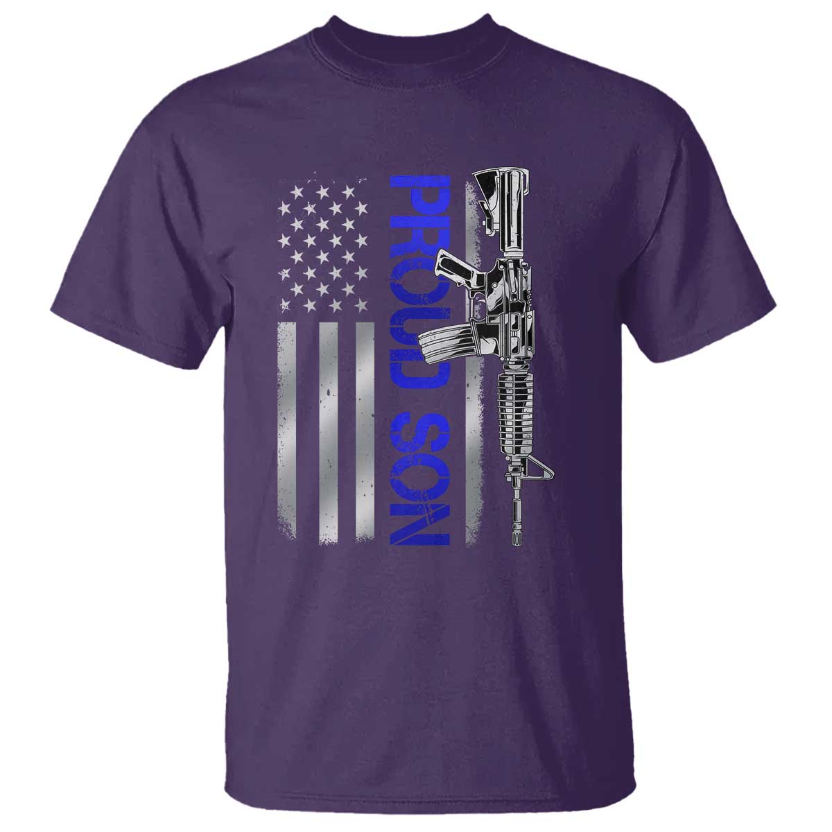 Proud Son of a Police Dad T Shirt Gun American Flag Family Support