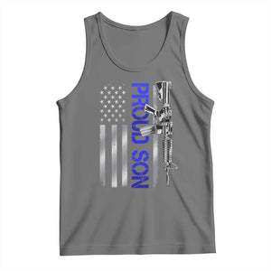 Proud Son of a Police Dad Tank Top Gun American Flag Family Support