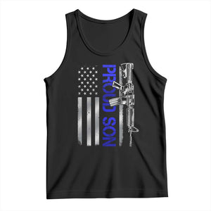 Proud Son of a Police Dad Tank Top Gun American Flag Family Support
