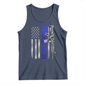 Proud Son of a Police Dad Tank Top Gun American Flag Family Support