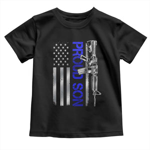 Proud Son of a Police Dad Toddler T Shirt Gun American Flag Family Support