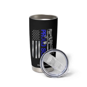 Proud Son of a Police Dad Tumbler Cup Gun American Flag Family Support