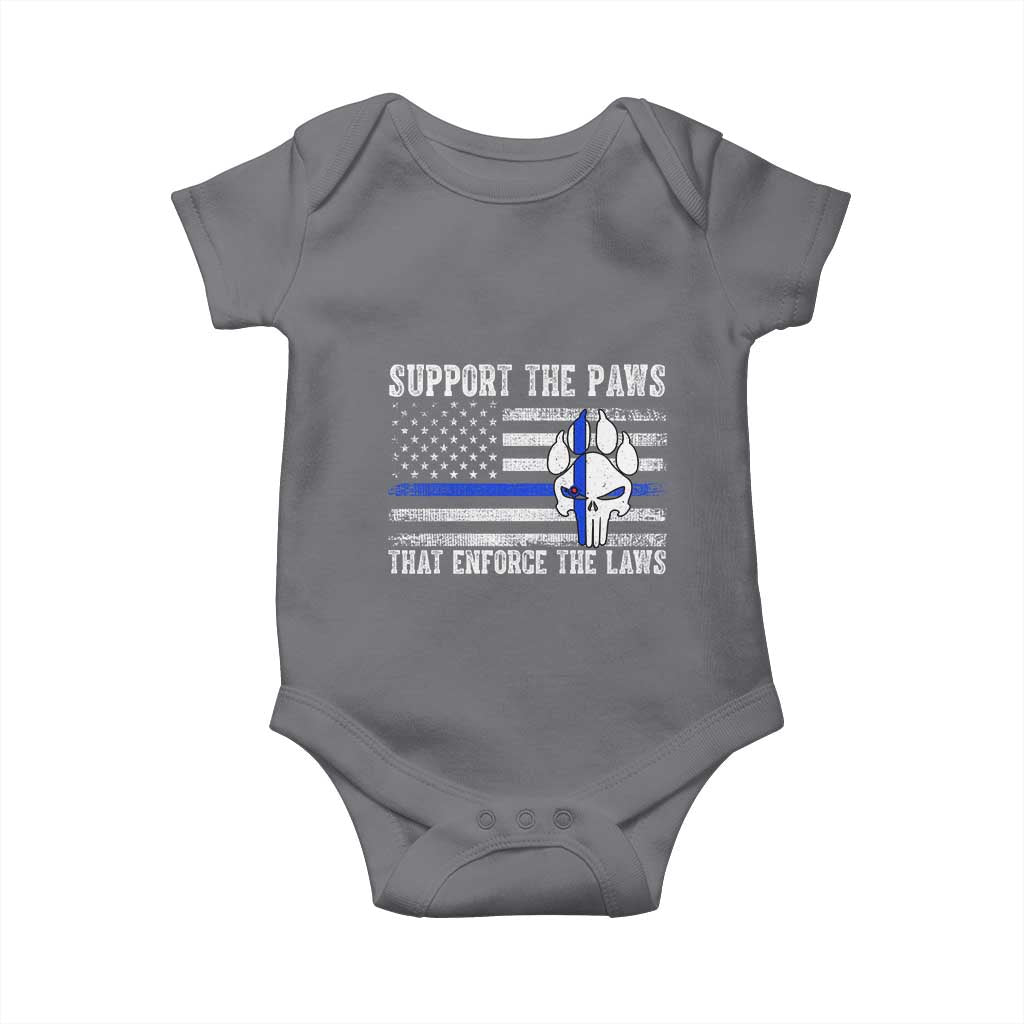 Police K9 Baby Onesie Support The Paws That Enforce The Laws US Flag TS10 Charcoal Print Your Wear