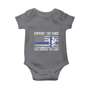 Police K9 Baby Onesie Support The Paws That Enforce The Laws US Flag TS10 Charcoal Print Your Wear