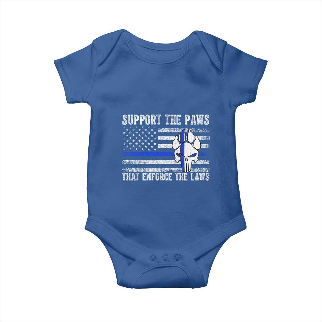 Police K9 Baby Onesie Support The Paws That Enforce The Laws US Flag TS10 Royal Blue Print Your Wear