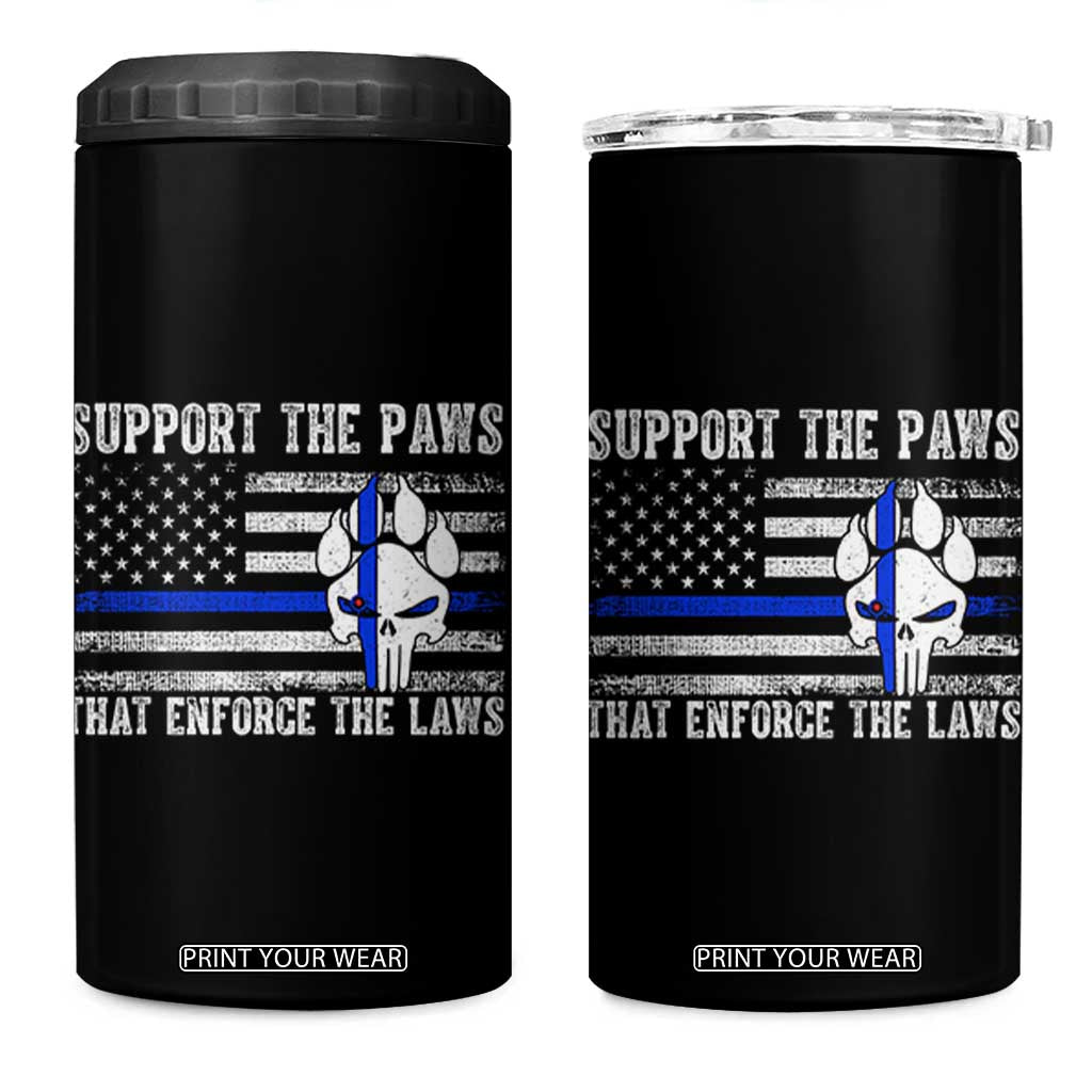 Police K9 4 in 1 Can Cooler Tumbler Support The Paws That Enforce The Laws US Flag TS10 One Size: 16 oz Black Print Your Wear