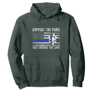 Police K9 Hoodie Support The Paws That Enforce The Laws US Flag TS10 Dark Forest Green Print Your Wear