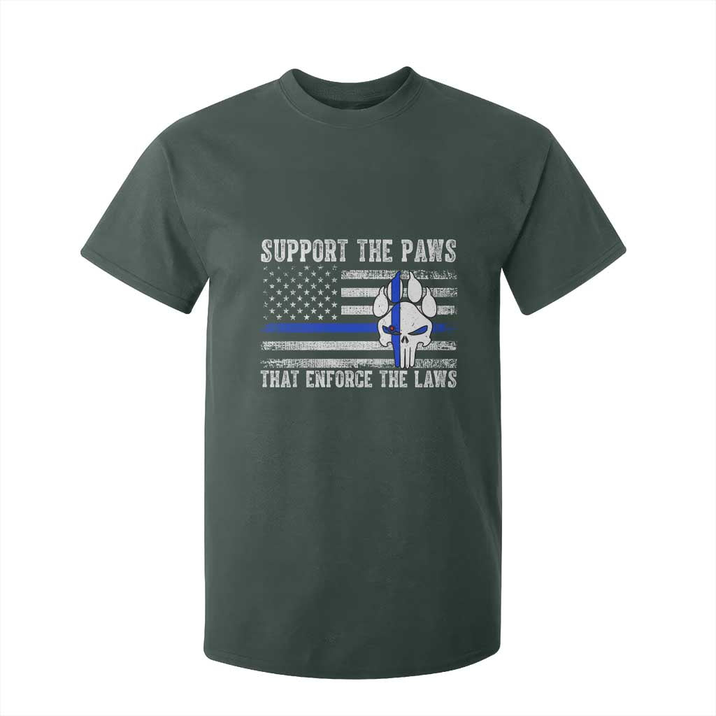 Police K9 T Shirt For Kid Support The Paws That Enforce The Laws US Flag TS10 Dark Forest Green Print Your Wear