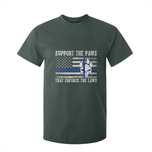 Police K9 T Shirt For Kid Support The Paws That Enforce The Laws US Flag TS10 Dark Forest Green Print Your Wear