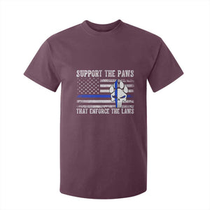 Police K9 T Shirt For Kid Support The Paws That Enforce The Laws US Flag TS10 Maroon Print Your Wear