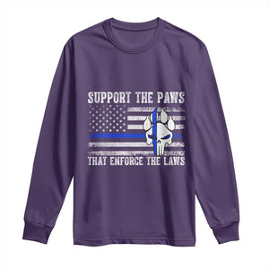Police K9 Long Sleeve Shirt Support The Paws That Enforce The Laws US Flag TS10 Purple Print Your Wear