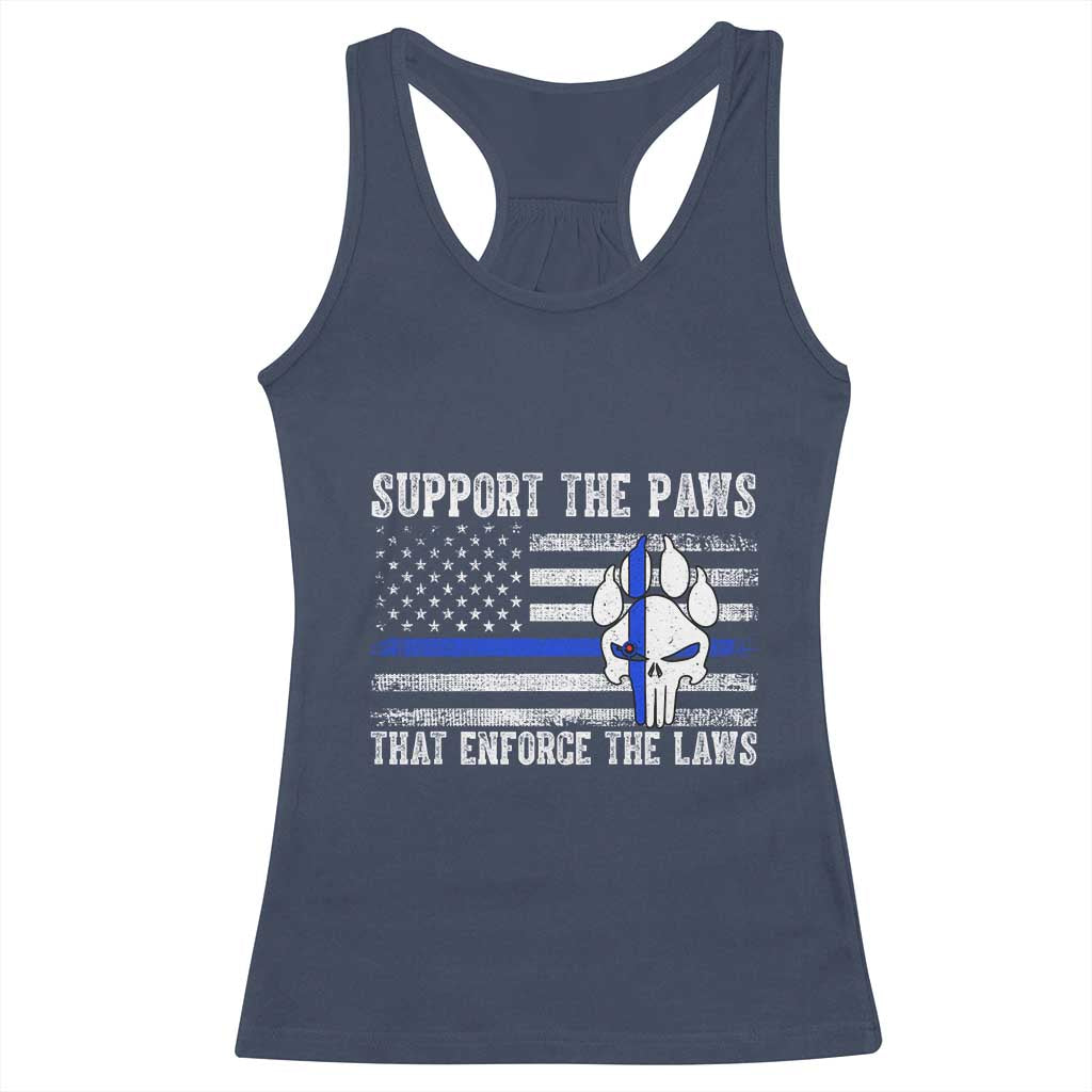 Police K9 Racerback Tank Top Support The Paws That Enforce The Laws US Flag TS10 Navy Print Your Wear