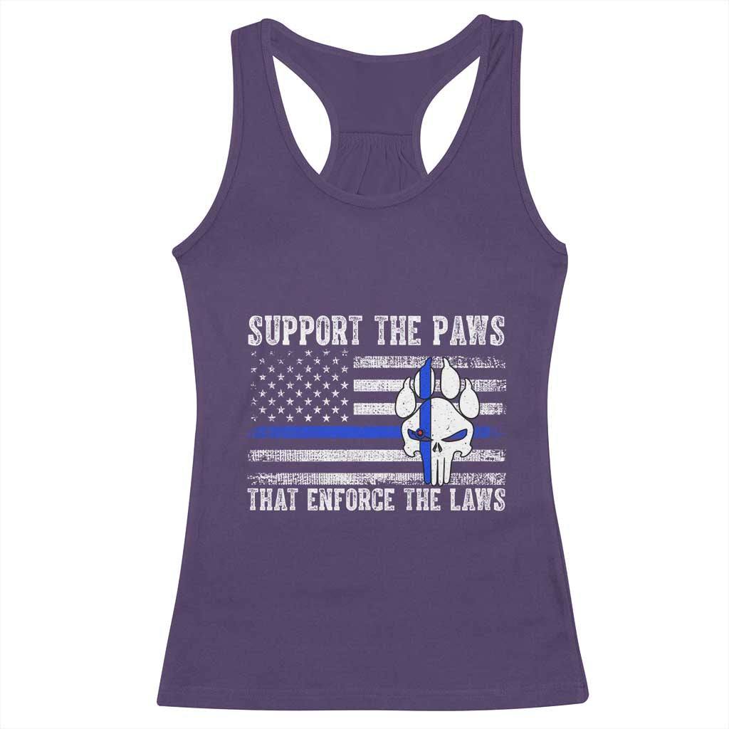Police K9 Racerback Tank Top Support The Paws That Enforce The Laws US Flag TS10 Purple Print Your Wear