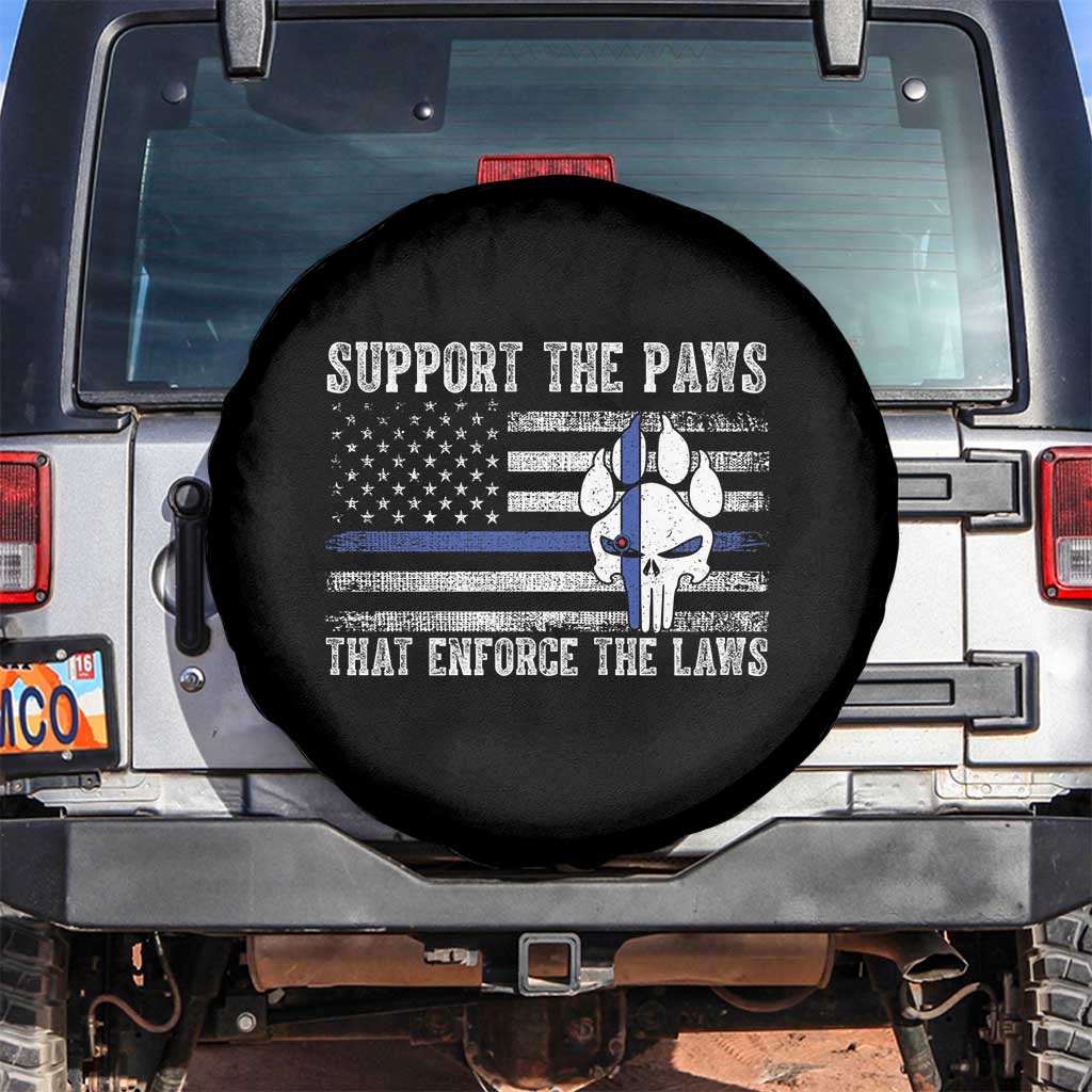 Police K9 Spare Tire Cover Support The Paws That Enforce The Laws US Flag TS10 No hole Black Print Your Wear