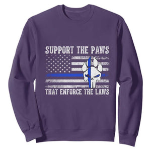 Police K9 Sweatshirt Support The Paws That Enforce The Laws US Flag TS10 Purple Print Your Wear