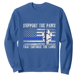 Police K9 Sweatshirt Support The Paws That Enforce The Laws US Flag TS10 Royal Blue Print Your Wear