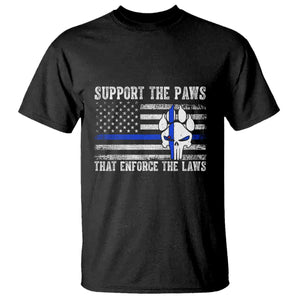 Police K9 T Shirt Support The Paws That Enforce The Laws US Flag - Print Your Wear