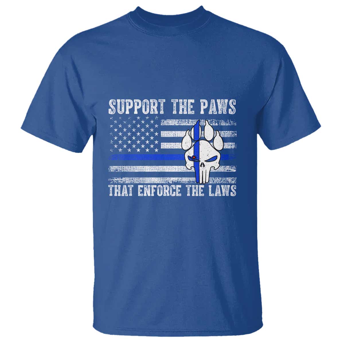 Police K9 T Shirt Support The Paws That Enforce The Laws US Flag TS10 Royal Blue Print Your Wear