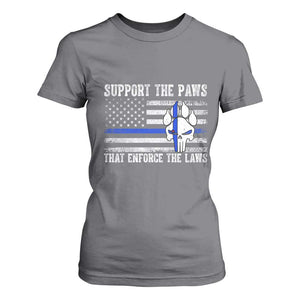 Police K9 T Shirt For Women Support The Paws That Enforce The Laws US Flag TS10 Charcoal Print Your Wear