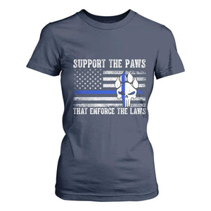 Police K9 T Shirt For Women Support The Paws That Enforce The Laws US Flag TS10 Navy Print Your Wear